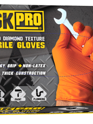 A9 Raised Diamond Texture Orange Nitrile Gloves